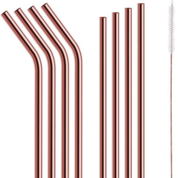 Red Copper 8 Reusable Drinking Straws 8 Pc Set New - Picture 4 of 6